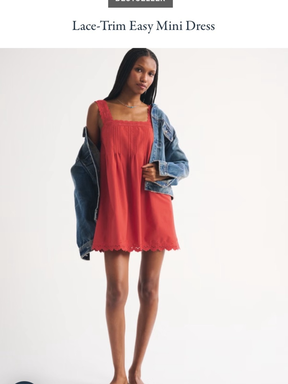 Lace-Trim Easy Mini Dress - Red BRAND NEW NEVER WORN